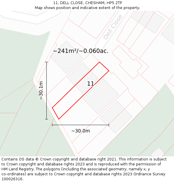 11, DELL CLOSE, CHESHAM, HP5 2TP: Plot and title map