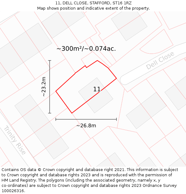 11, DELL CLOSE, STAFFORD, ST16 1RZ: Plot and title map
