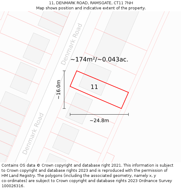 11, DENMARK ROAD, RAMSGATE, CT11 7NH: Plot and title map
