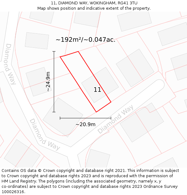 11, DIAMOND WAY, WOKINGHAM, RG41 3TU: Plot and title map