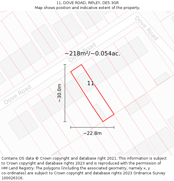 11, DOVE ROAD, RIPLEY, DE5 3GR: Plot and title map