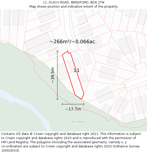 11, DUICH ROAD, BRADFORD, BD6 2TW: Plot and title map