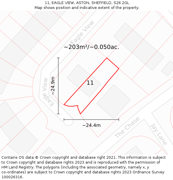 11, EAGLE VIEW, ASTON, SHEFFIELD, S26 2GL: Plot and title map