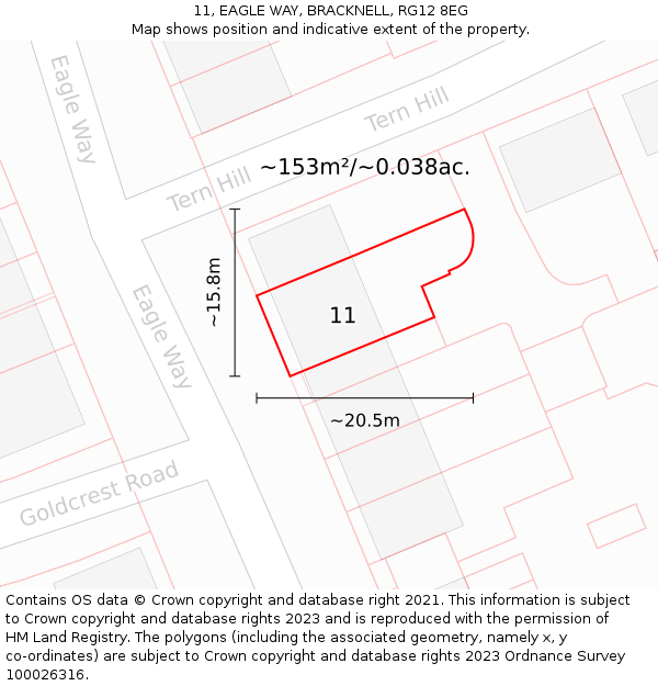 11, EAGLE WAY, BRACKNELL, RG12 8EG: Plot and title map