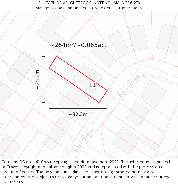 11, EARL DRIVE, GILTBROOK, NOTTINGHAM, NG16 2FX: Plot and title map