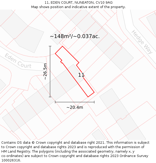 11, EDEN COURT, NUNEATON, CV10 9AG: Plot and title map