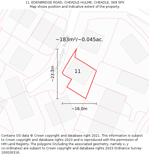 11, EDENBRIDGE ROAD, CHEADLE HULME, CHEADLE, SK8 5PX: Plot and title map