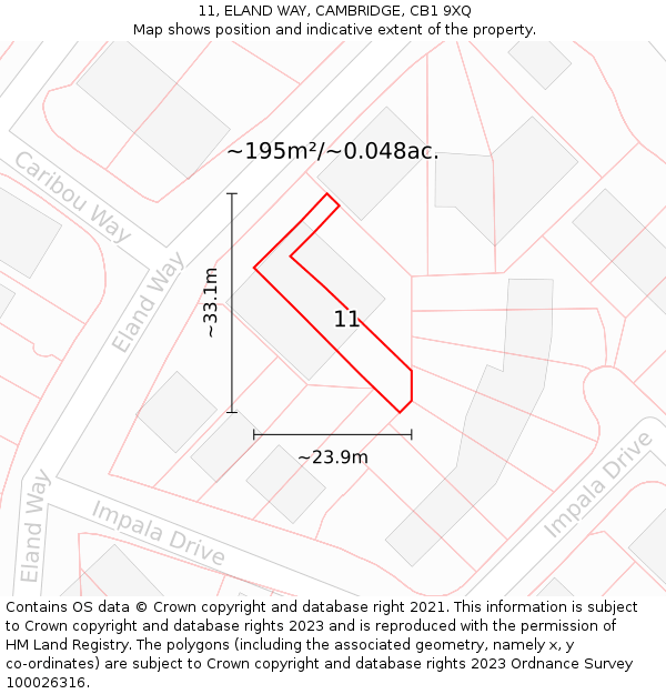 11, ELAND WAY, CAMBRIDGE, CB1 9XQ: Plot and title map