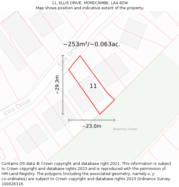 11, ELLIS DRIVE, MORECAMBE, LA4 6DW: Plot and title map