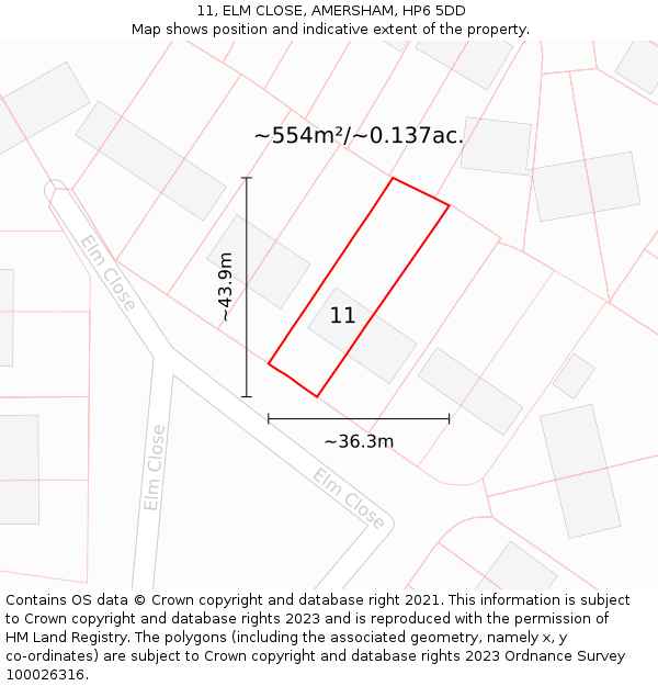 11, ELM CLOSE, AMERSHAM, HP6 5DD: Plot and title map