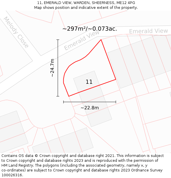 11, EMERALD VIEW, WARDEN, SHEERNESS, ME12 4PG: Plot and title map