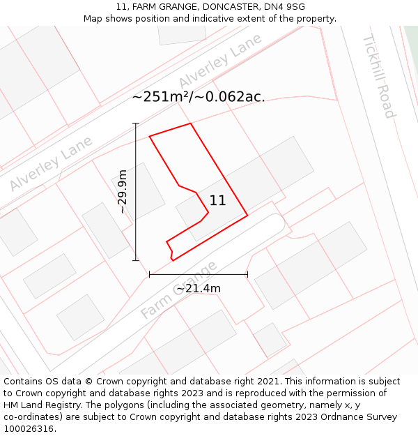 11, FARM GRANGE, DONCASTER, DN4 9SG: Plot and title map