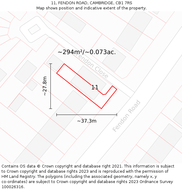 11, FENDON ROAD, CAMBRIDGE, CB1 7RS: Plot and title map