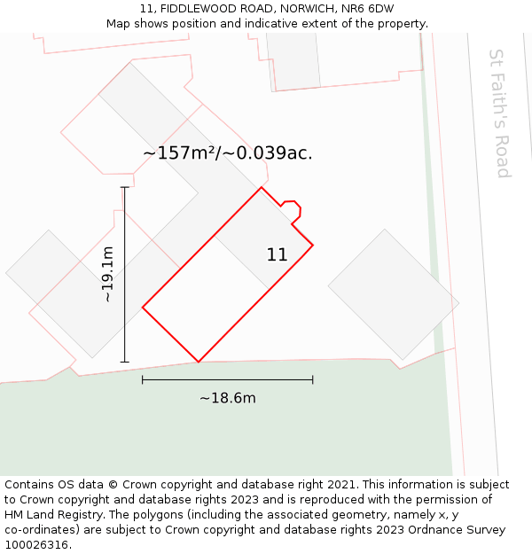 11, FIDDLEWOOD ROAD, NORWICH, NR6 6DW: Plot and title map