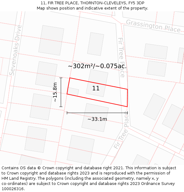 11, FIR TREE PLACE, THORNTON-CLEVELEYS, FY5 3DP: Plot and title map