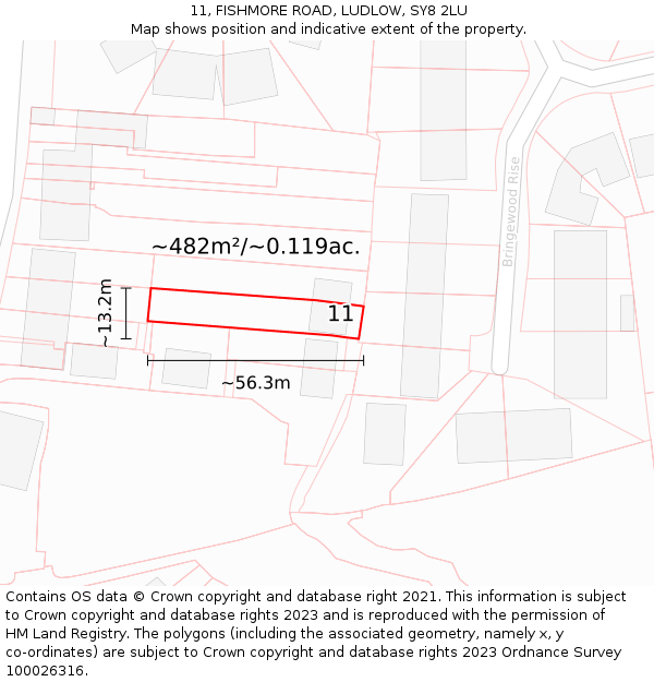 11, FISHMORE ROAD, LUDLOW, SY8 2LU: Plot and title map