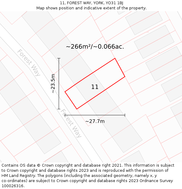 11, FOREST WAY, YORK, YO31 1BJ: Plot and title map