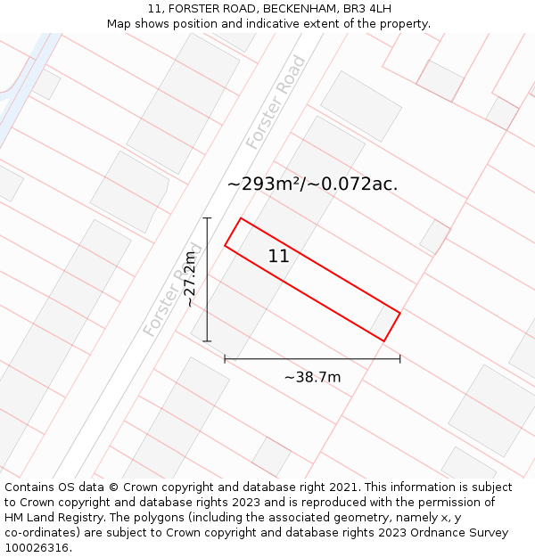 11, FORSTER ROAD, BECKENHAM, BR3 4LH: Plot and title map