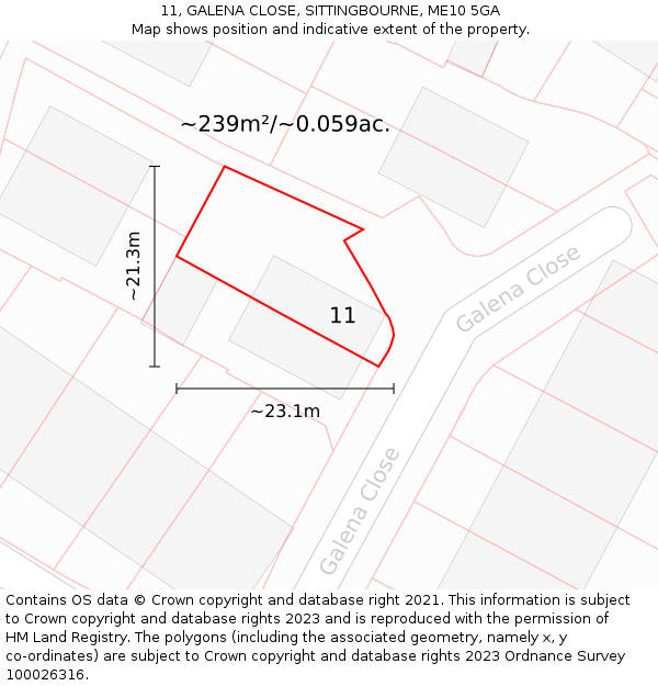 11, GALENA CLOSE, SITTINGBOURNE, ME10 5GA: Plot and title map