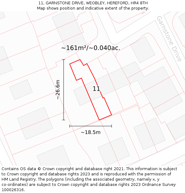 11, GARNSTONE DRIVE, WEOBLEY, HEREFORD, HR4 8TH: Plot and title map