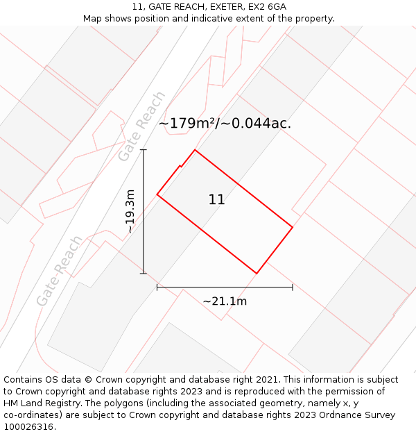 11, GATE REACH, EXETER, EX2 6GA: Plot and title map