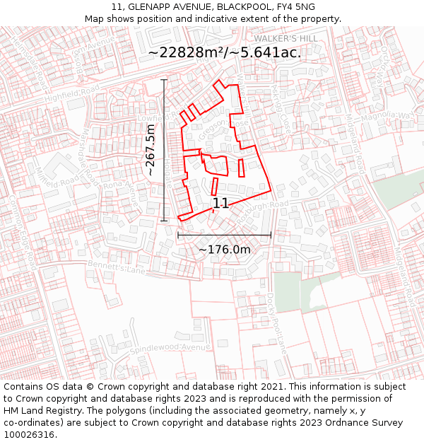 11, GLENAPP AVENUE, BLACKPOOL, FY4 5NG: Plot and title map