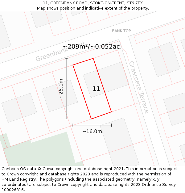 11, GREENBANK ROAD, STOKE-ON-TRENT, ST6 7EX: Plot and title map