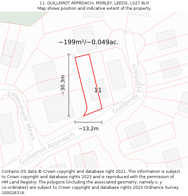 11, GUILLEMOT APPROACH, MORLEY, LEEDS, LS27 8UY: Plot and title map