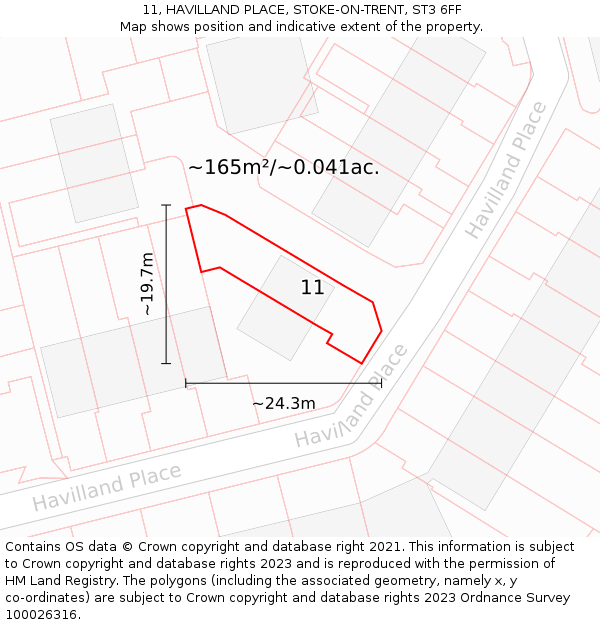 11, HAVILLAND PLACE, STOKE-ON-TRENT, ST3 6FF: Plot and title map