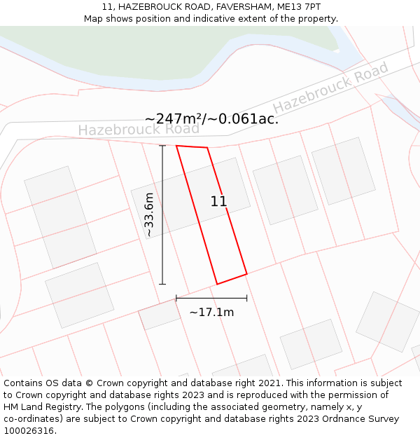 11, HAZEBROUCK ROAD, FAVERSHAM, ME13 7PT: Plot and title map
