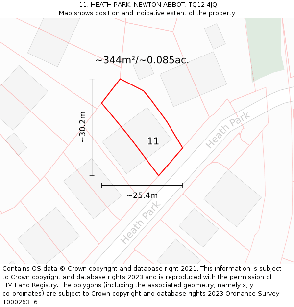 11, HEATH PARK, NEWTON ABBOT, TQ12 4JQ: Plot and title map
