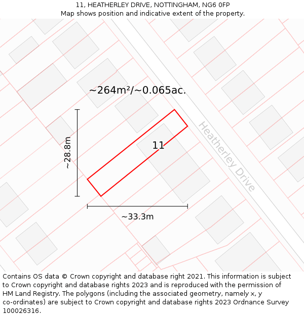 11, HEATHERLEY DRIVE, NOTTINGHAM, NG6 0FP: Plot and title map