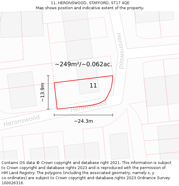 11, HERONSWOOD, STAFFORD, ST17 4QE: Plot and title map