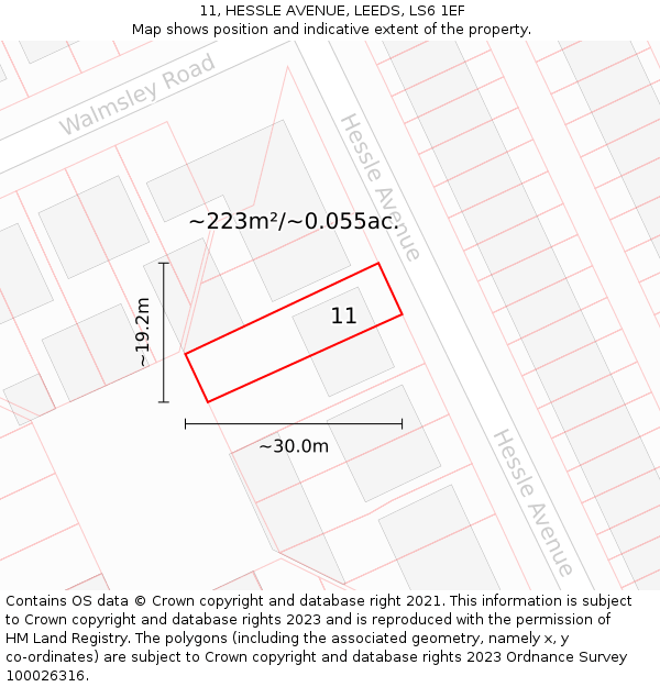 11, HESSLE AVENUE, LEEDS, LS6 1EF: Plot and title map