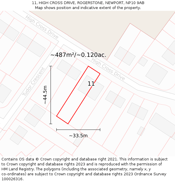 11, HIGH CROSS DRIVE, ROGERSTONE, NEWPORT, NP10 9AB: Plot and title map