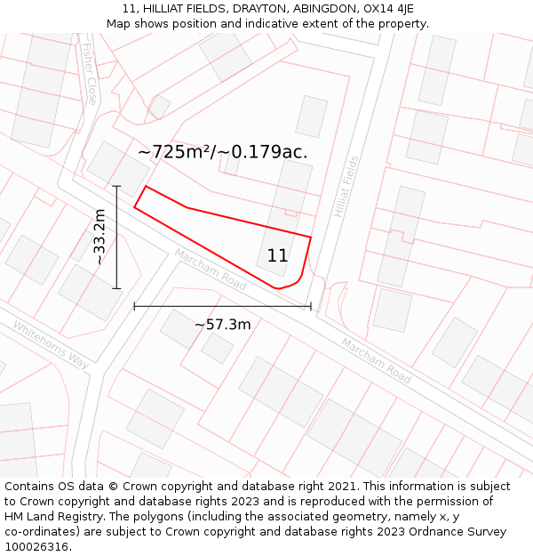 11, HILLIAT FIELDS, DRAYTON, ABINGDON, OX14 4JE: Plot and title map