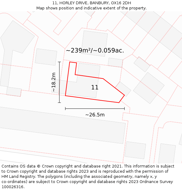 11, HORLEY DRIVE, BANBURY, OX16 2DH: Plot and title map