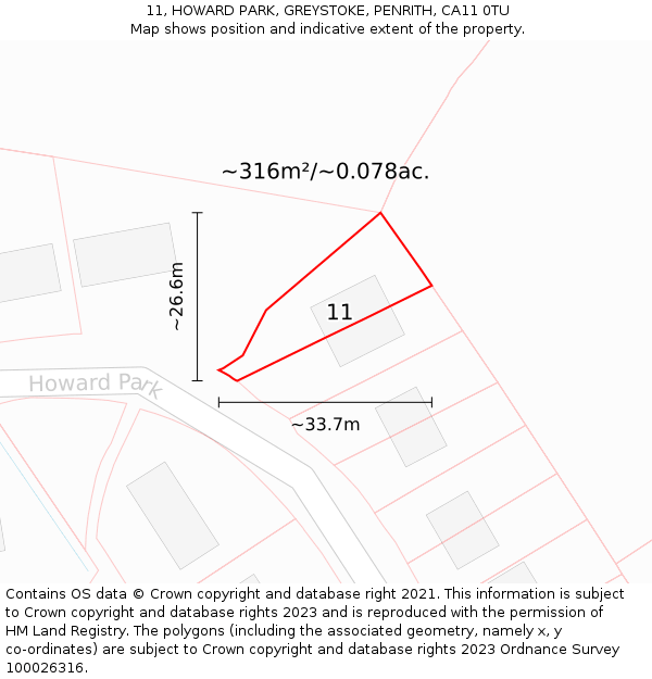 11, HOWARD PARK, GREYSTOKE, PENRITH, CA11 0TU: Plot and title map