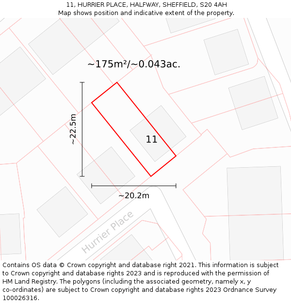 11, HURRIER PLACE, HALFWAY, SHEFFIELD, S20 4AH: Plot and title map