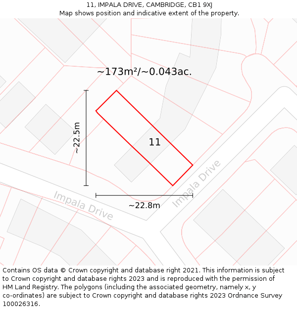 11, IMPALA DRIVE, CAMBRIDGE, CB1 9XJ: Plot and title map