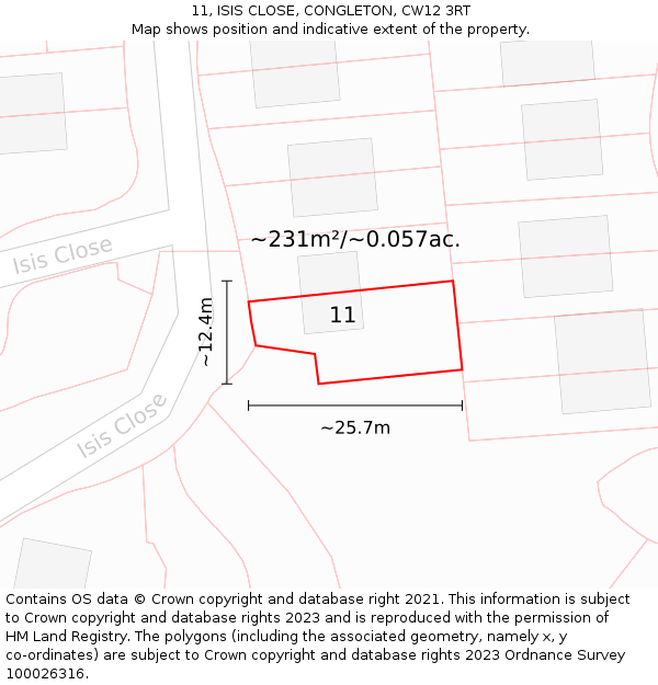 11, ISIS CLOSE, CONGLETON, CW12 3RT: Plot and title map