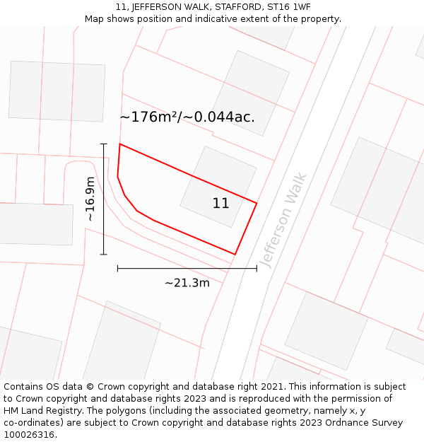 11, JEFFERSON WALK, STAFFORD, ST16 1WF: Plot and title map