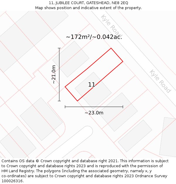 11, JUBILEE COURT, GATESHEAD, NE8 2EQ: Plot and title map