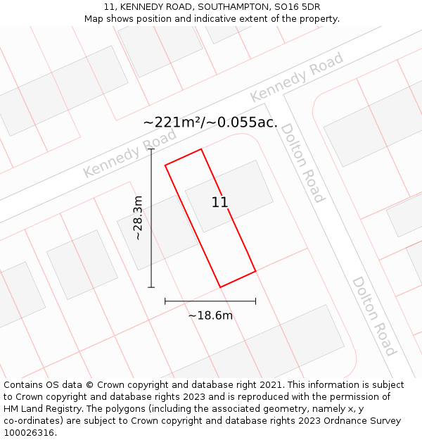 11, KENNEDY ROAD, SOUTHAMPTON, SO16 5DR: Plot and title map