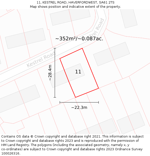 11, KESTREL ROAD, HAVERFORDWEST, SA61 2TS: Plot and title map