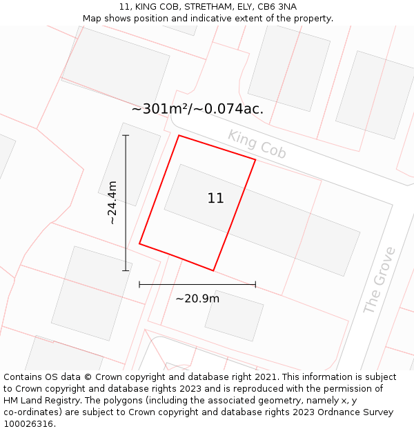 11, KING COB, STRETHAM, ELY, CB6 3NA: Plot and title map
