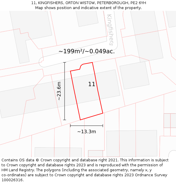 11, KINGFISHERS, ORTON WISTOW, PETERBOROUGH, PE2 6YH: Plot and title map