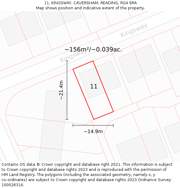 11, KINGSWAY, CAVERSHAM, READING, RG4 6RA: Plot and title map