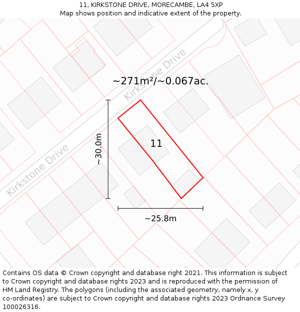 11, KIRKSTONE DRIVE, MORECAMBE, LA4 5XP: Plot and title map