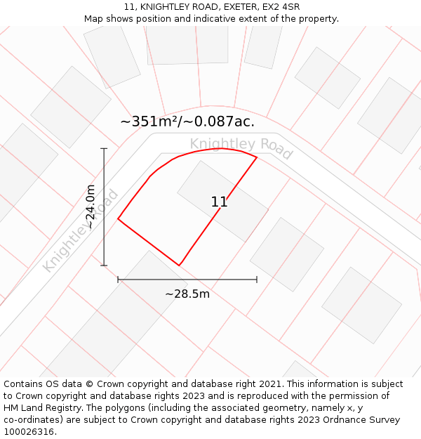 11, KNIGHTLEY ROAD, EXETER, EX2 4SR: Plot and title map